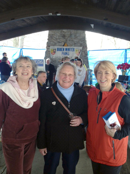At the  Der Deutsche Beben Verein Winter Picnic. Left to Right: Sally McConaughy , Jackie Cutshall, Cindy Andrew Cordell 